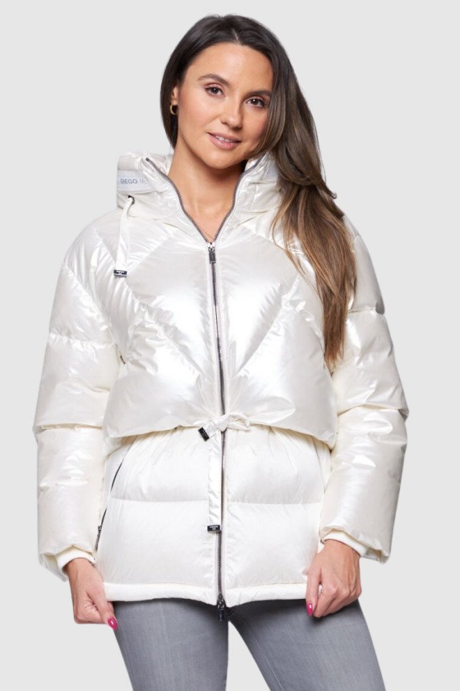 DIEGO M Ecru women's down jacket