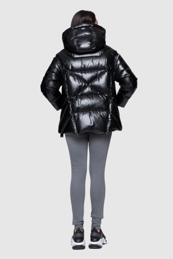 DIEGO M Jachetă neagră din puf cu mâneci detașabile