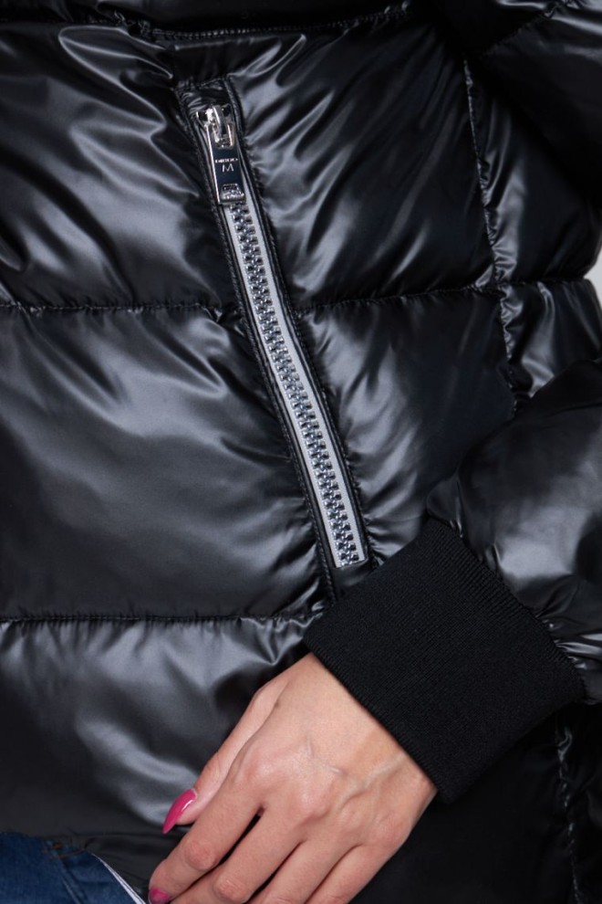 DIEGO M Black down jacket with silver zipper