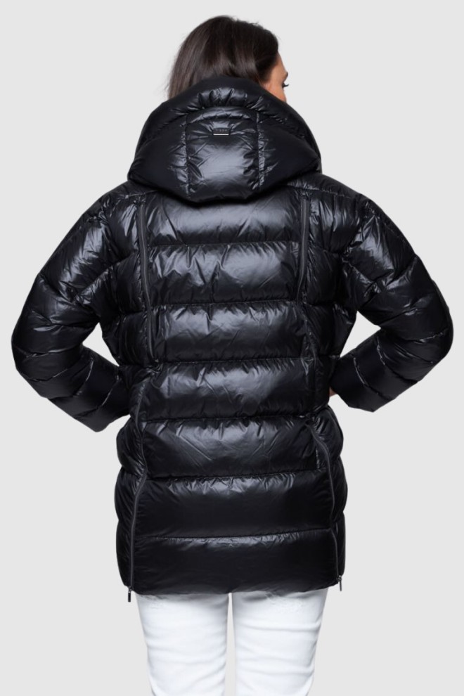 DIEGO M Black down jacket with hood