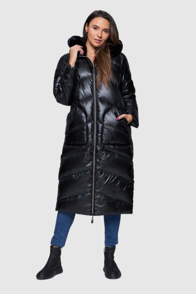 DIEGO M Double-sided black women's down coat