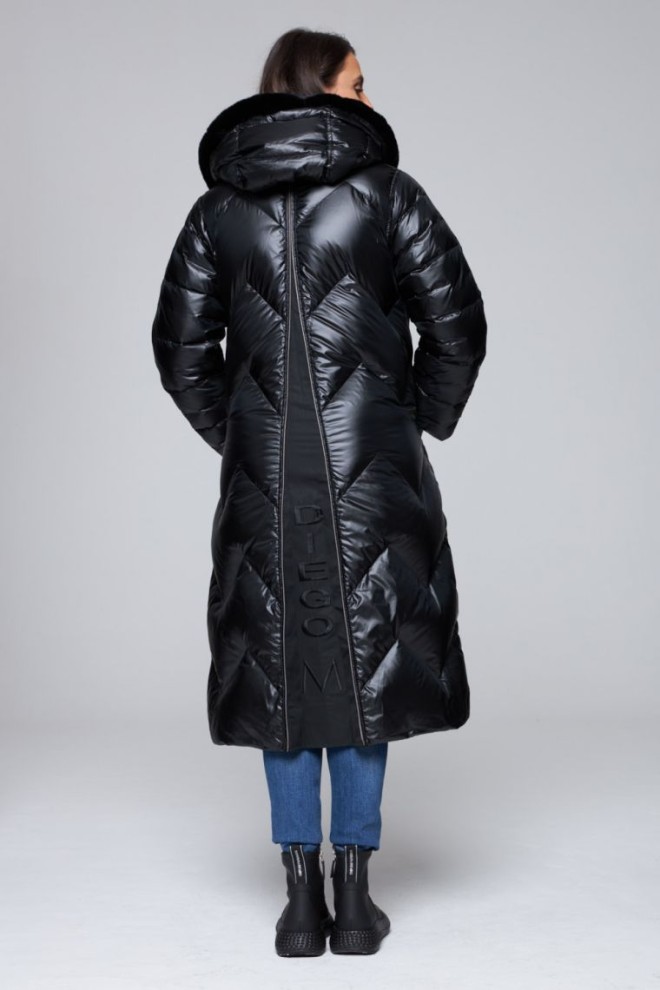 DIEGO M Double-sided black women's down coat