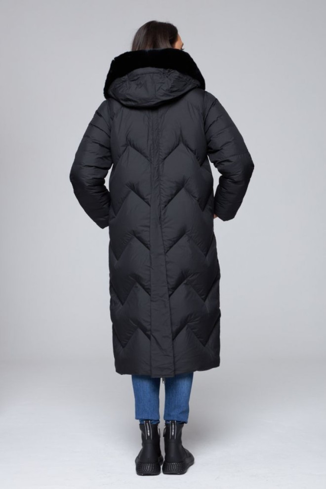 DIEGO M Double-sided black women's down coat