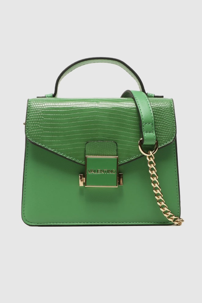 VALENTINO Small green trunk with carrie satchel logo