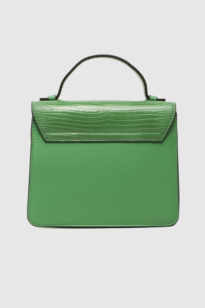 VALENTINO Mały zielony kuferek z logo carrie satchel