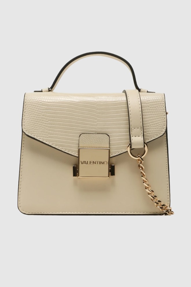 VALENTINO Mic ecru logo trunchi carrie satchel
