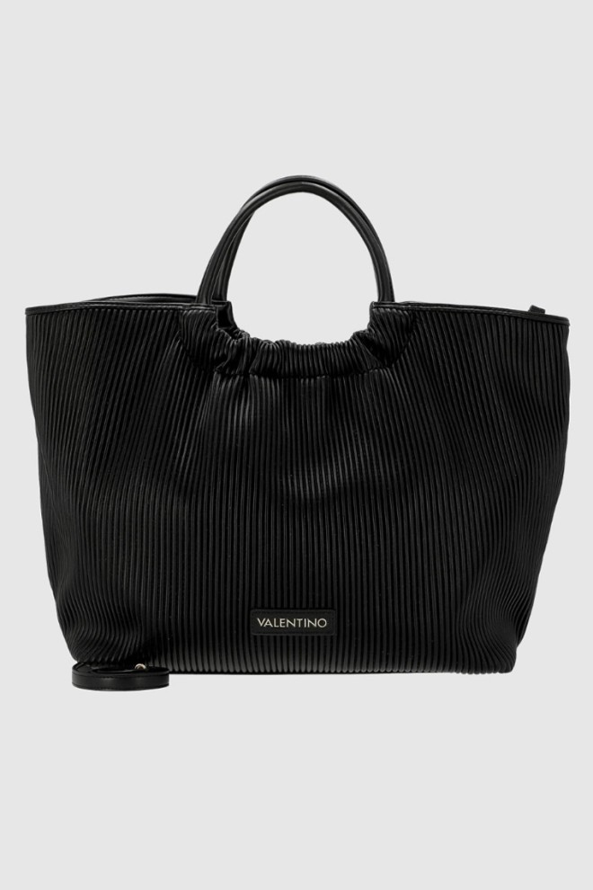 VALENTINO Mare negru plisat râu re shopper sac cu pungă