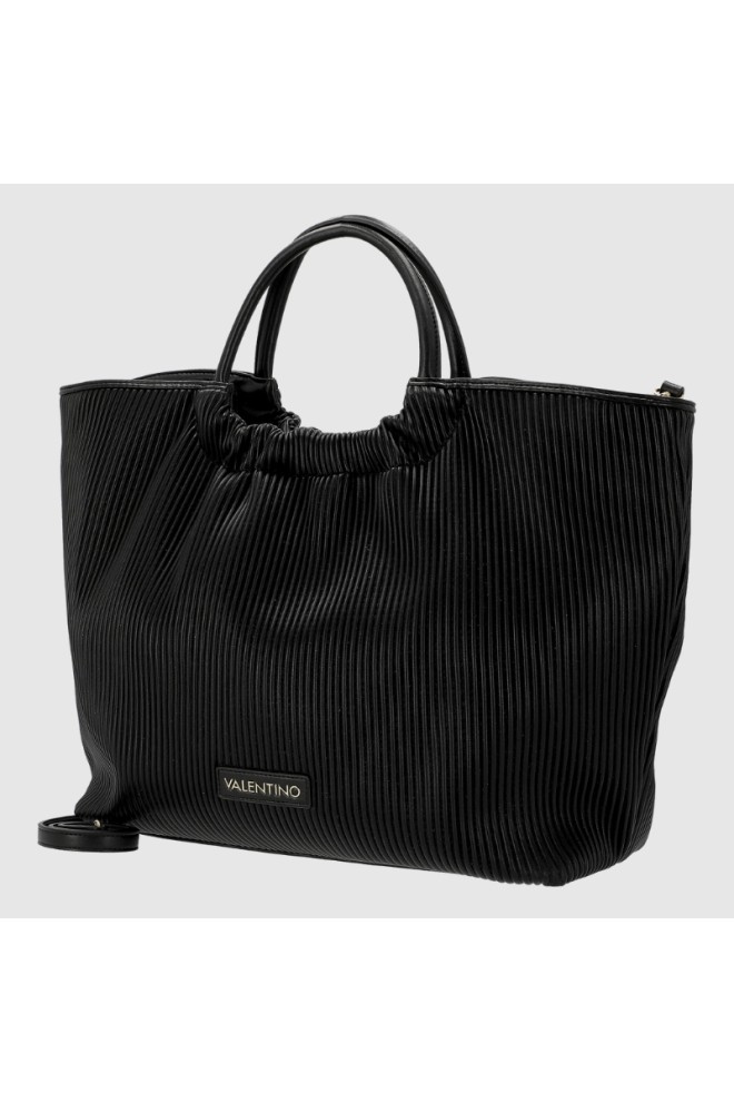 VALENTINO Mare negru plisat râu re shopper sac cu pungă