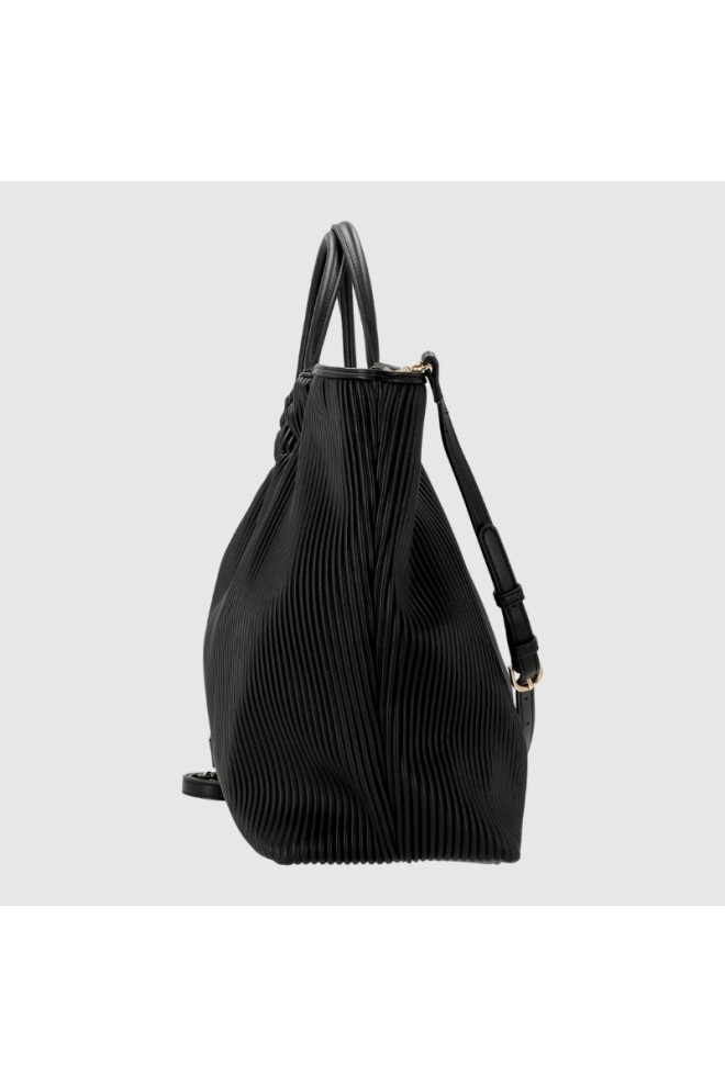 VALENTINO Large black pleated river re shopper bag with pouch