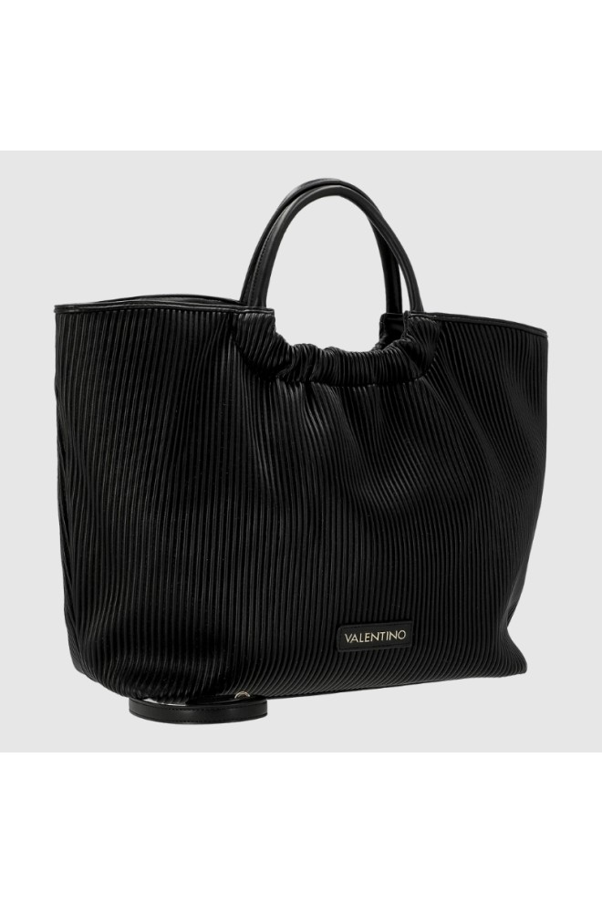 VALENTINO Mare negru plisat râu re shopper sac cu pungă