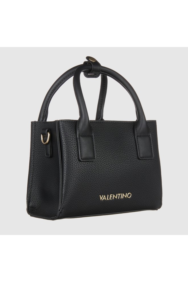 VALENTINO Black leather textured handbag seychelles shopping