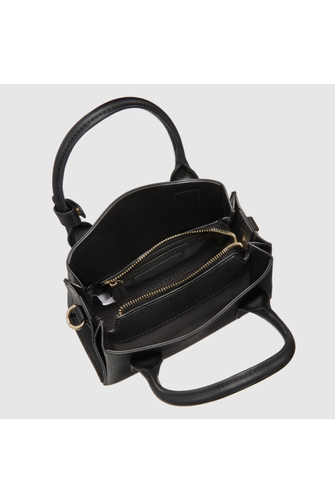 VALENTINO Black leather textured handbag seychelles shopping