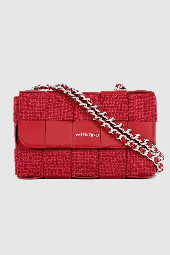 VALENTINO Red braided clutch bag strudel