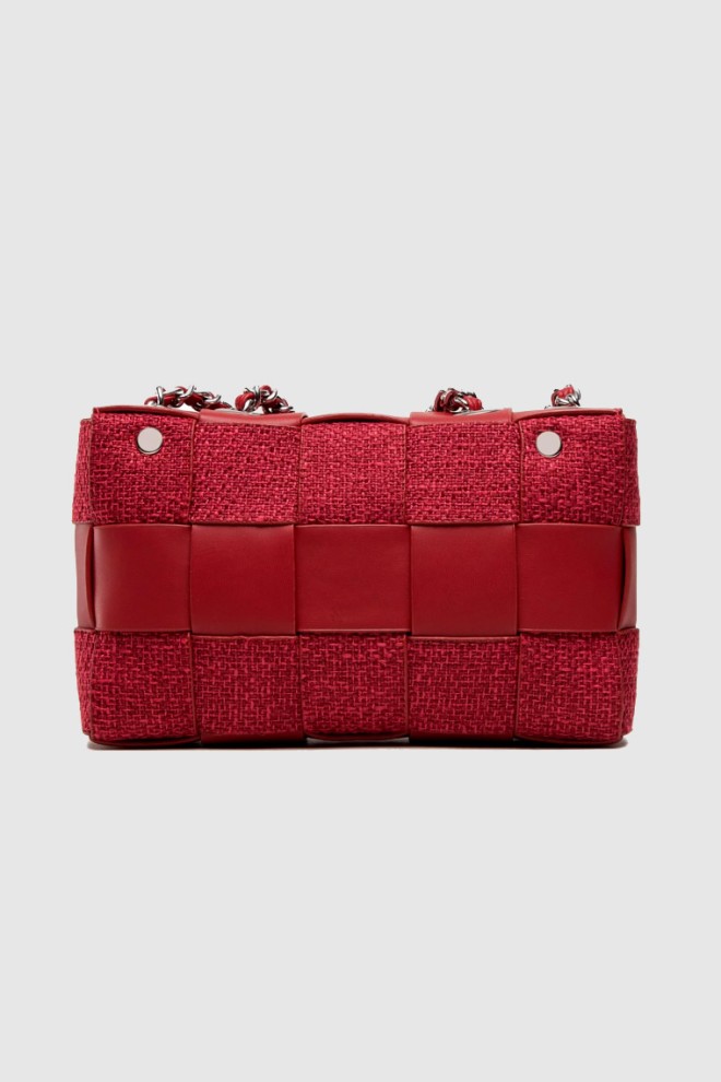 VALENTINO Red braided clutch bag strudel