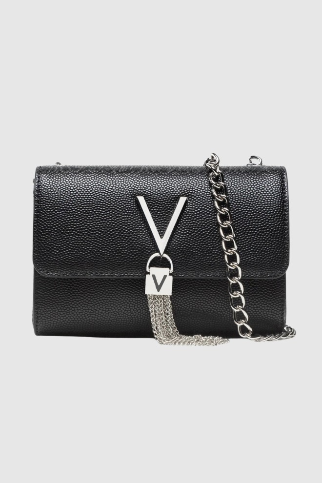 VALENTINO Geantă de ambreiaj Divina neagră cu hardware argintiu