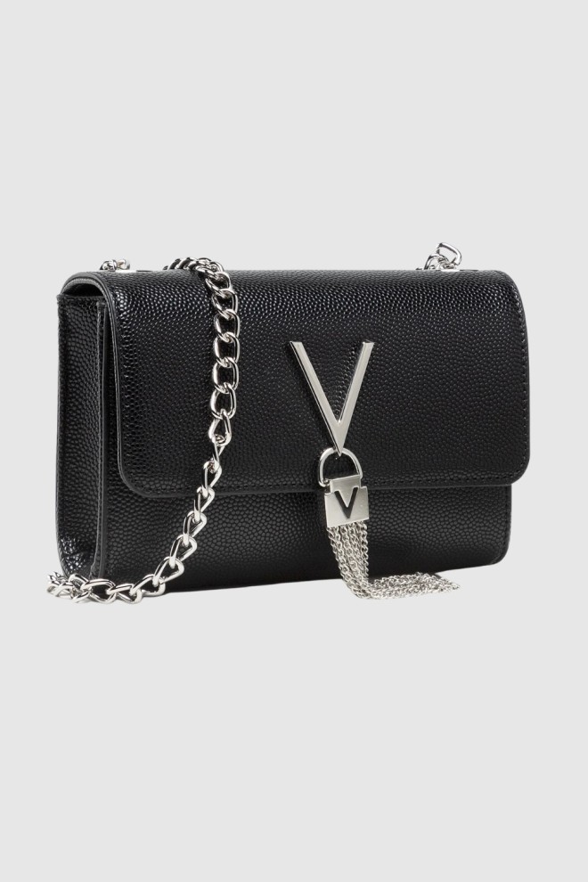 VALENTINO Geantă de ambreiaj Divina neagră cu hardware argintiu
