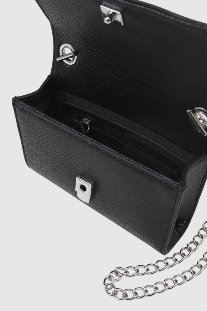 VALENTINO Geantă de ambreiaj Divina neagră cu hardware argintiu