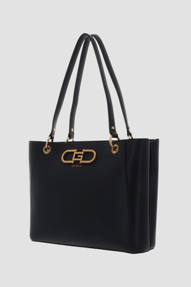 GUESS Geantă de mână mare neagră Fleet Noel