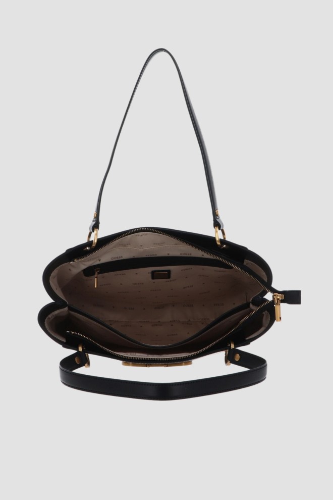 GUESS Geantă de mână mare neagră Fleet Noel