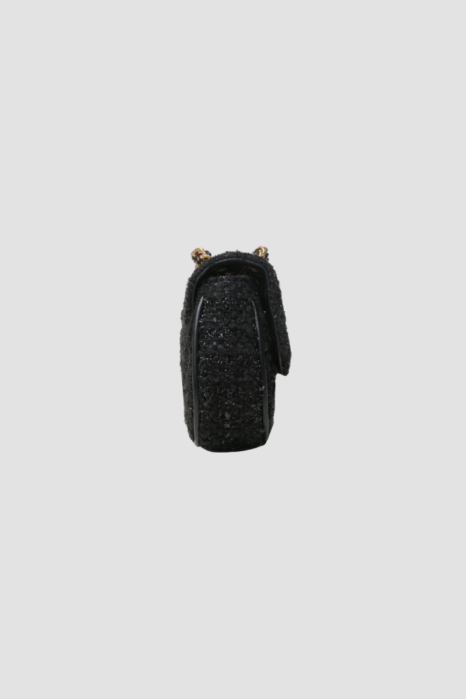 GUESS Geantă de mână Giully Mini din tweed negru