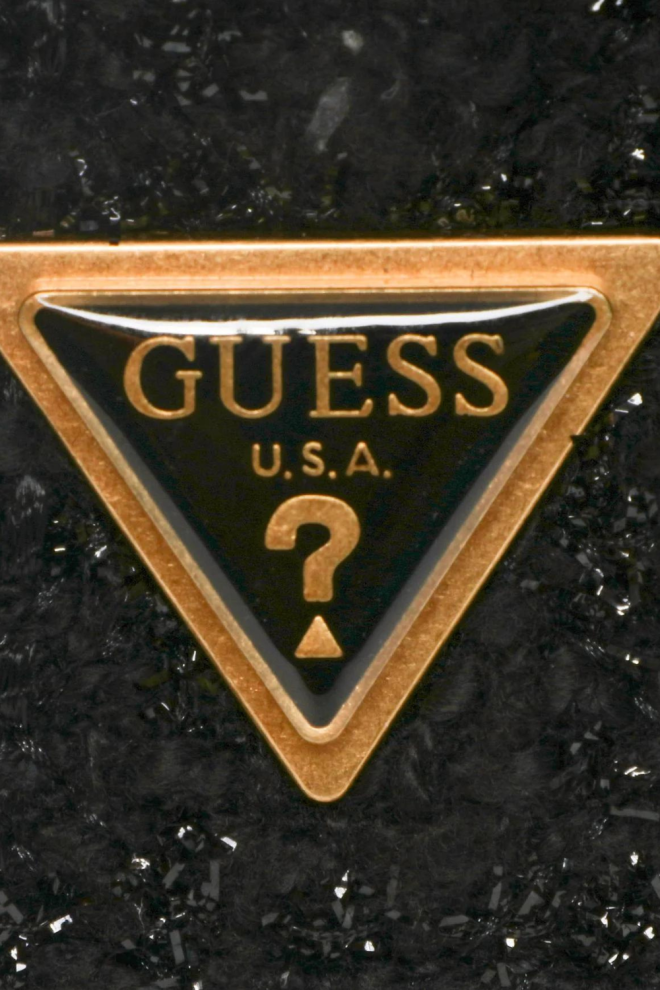 GUESS Geantă de mână Giully Mini din tweed negru