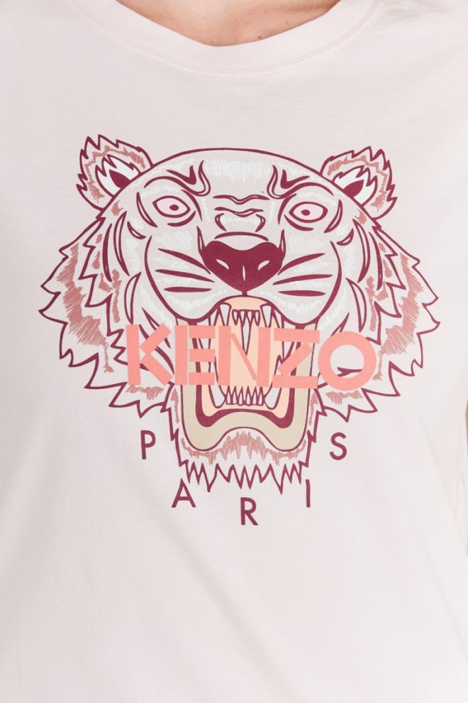 KENZO Jasnoróżowy t-shirt damski tiger z logo