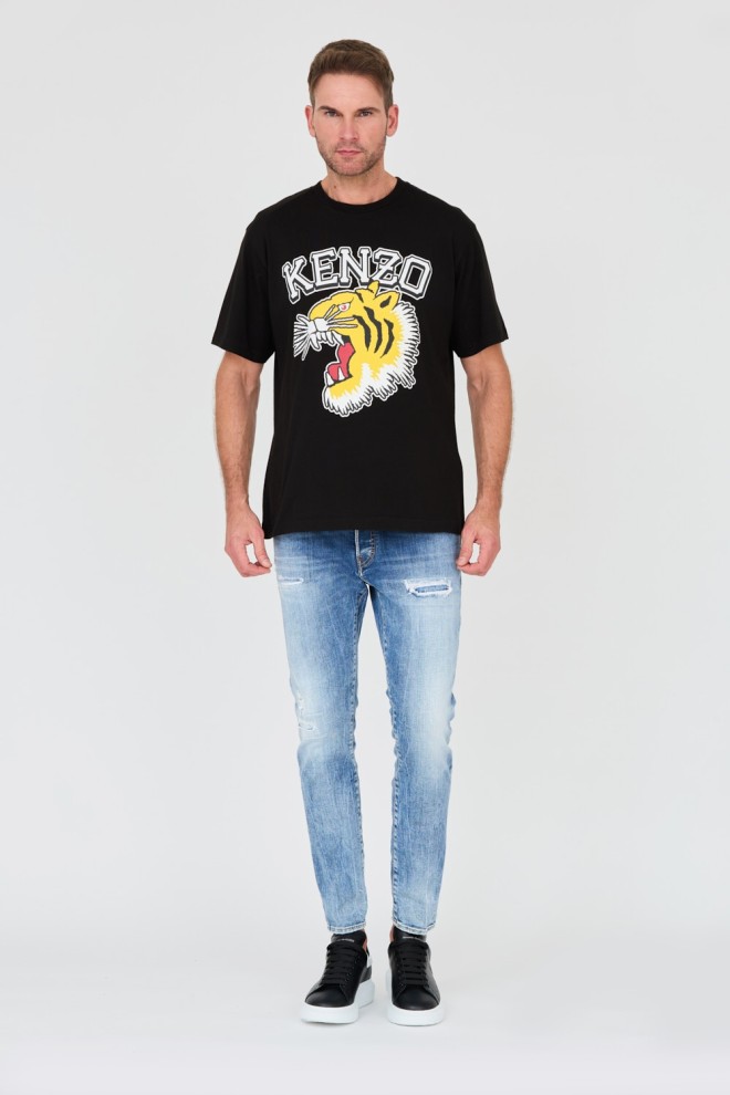 KENZO Tricou negru pentru bărbați Tiger Varsity Jungle