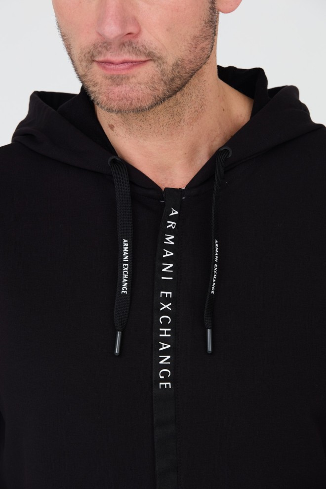 ARMANI EXCHANGE Black hooded sweatshirt