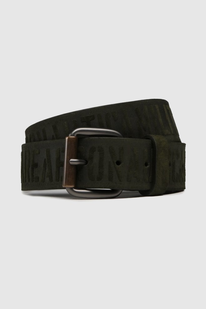 AERONAUTICA MILITARE Leather green men's belt with embossed lettering