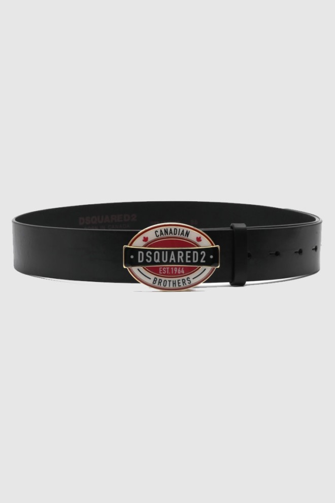 DSQUARED2 Black men's leather belt with oval buckle