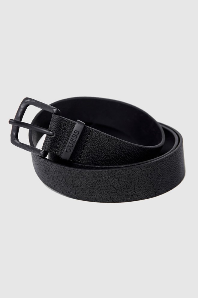 GUESS Black men's leather belt with interesting texture