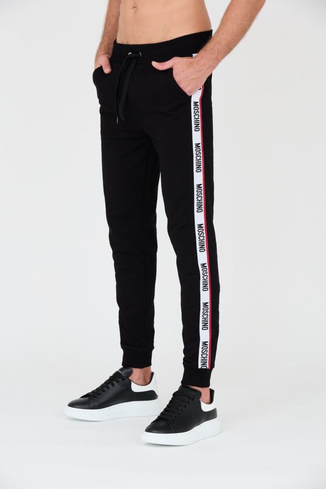 MOSCHINO Black sweatpants with stripes