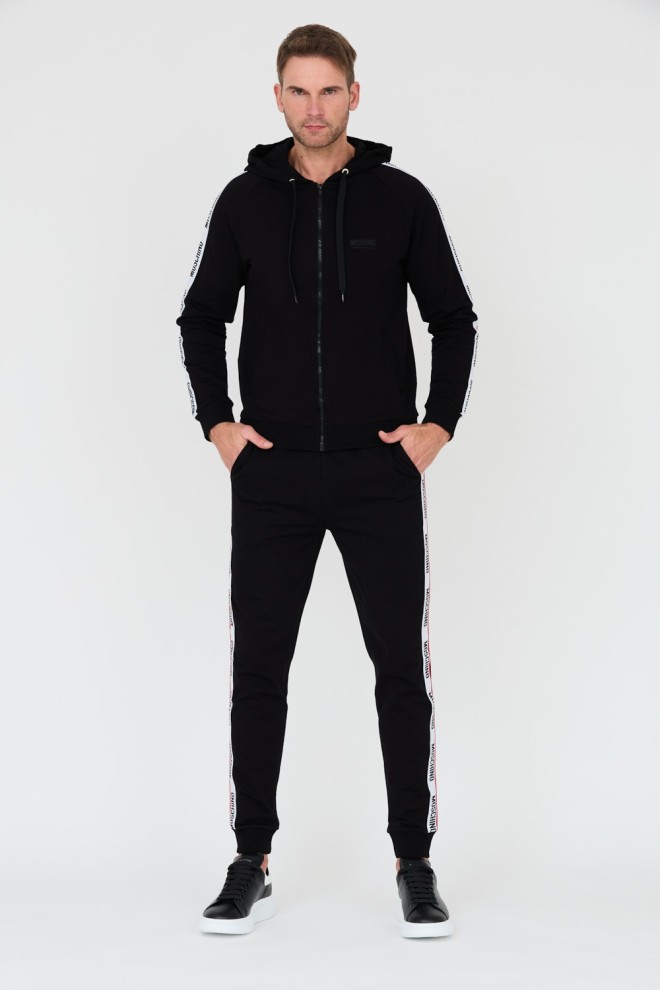Pantaloni de trening pentru bărbați MOSCHINO negri cu dungi