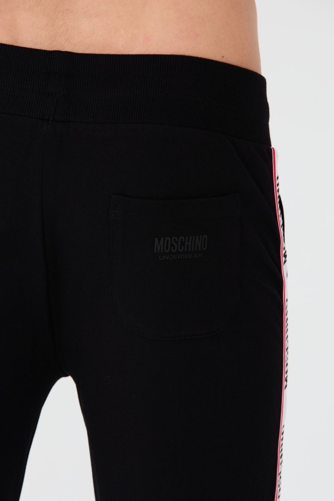 Pantaloni de trening pentru bărbați MOSCHINO negri cu dungi