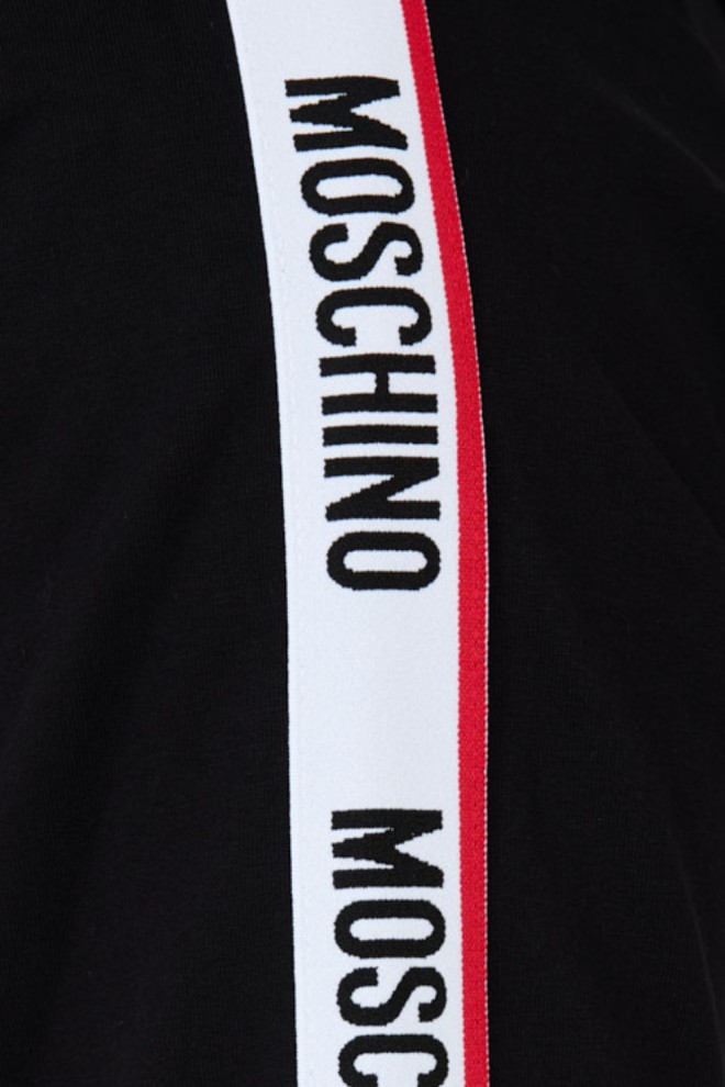 MOSCHINO Black hooded sweatshirt with piping