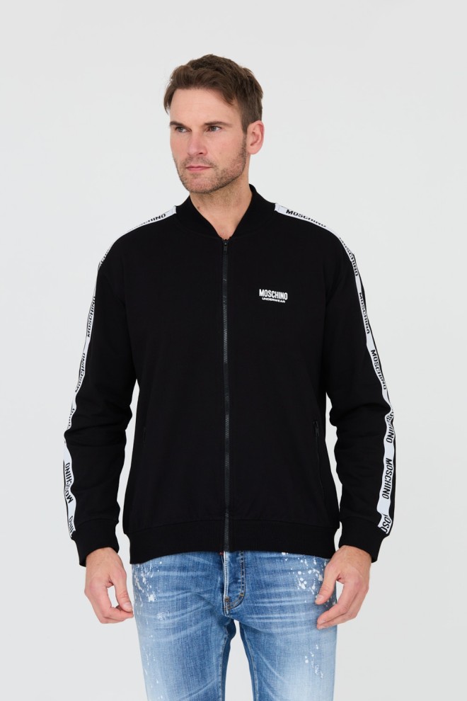 MOSCHINO Tricou negru cu dungi pentru bărbați