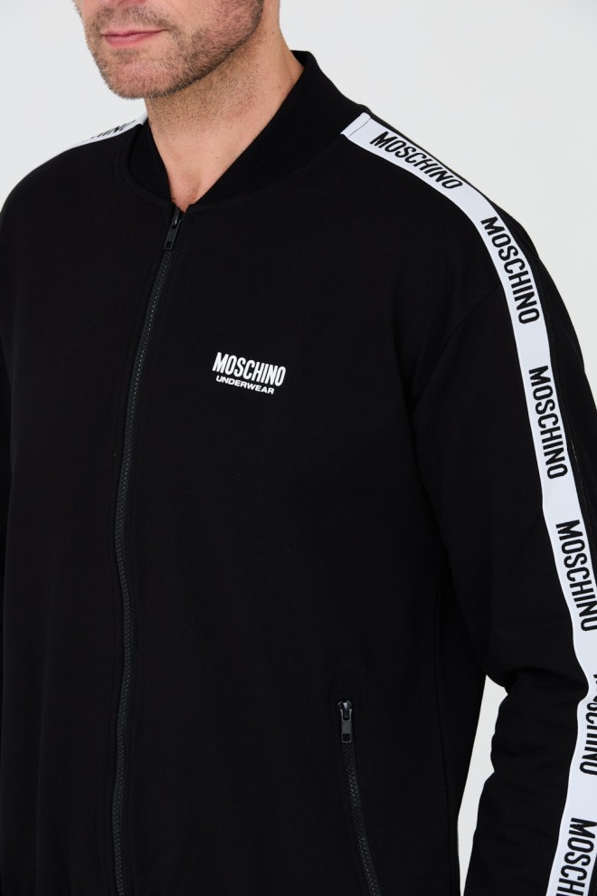 MOSCHINO Tricou negru cu dungi pentru bărbați