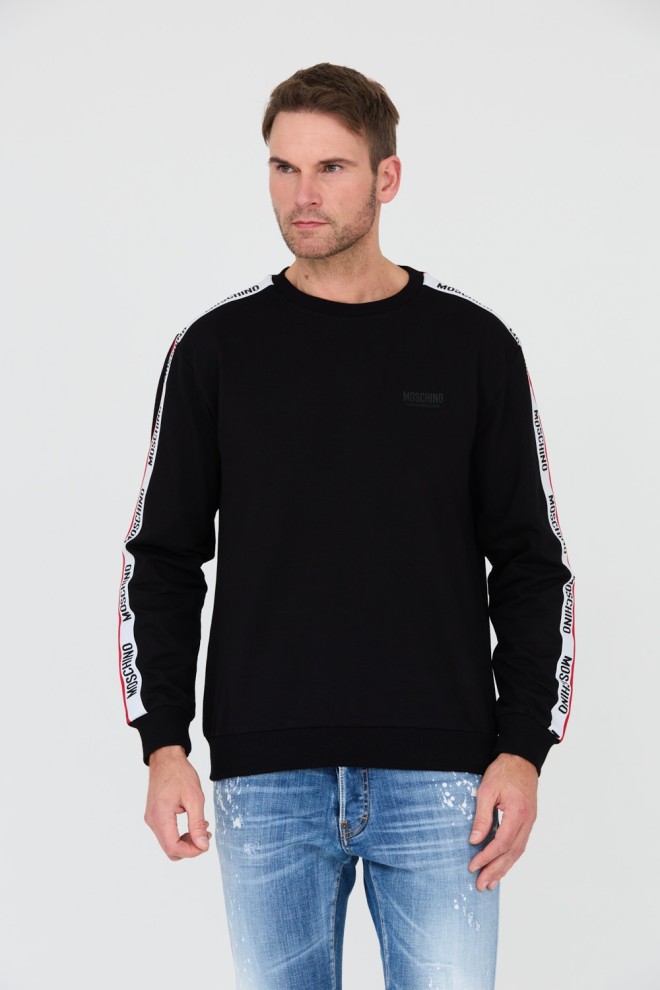 MOSCHINO Black sweatshirt with stripes