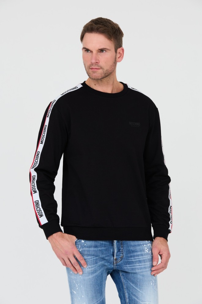 MOSCHINO Black sweatshirt with stripes