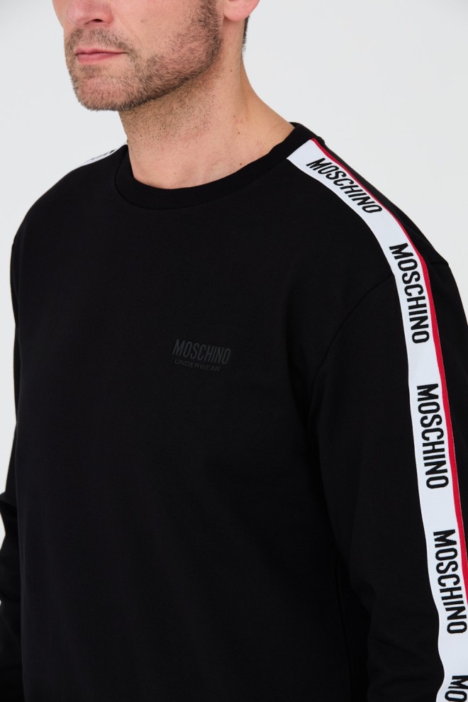 MOSCHINO Black sweatshirt with stripes