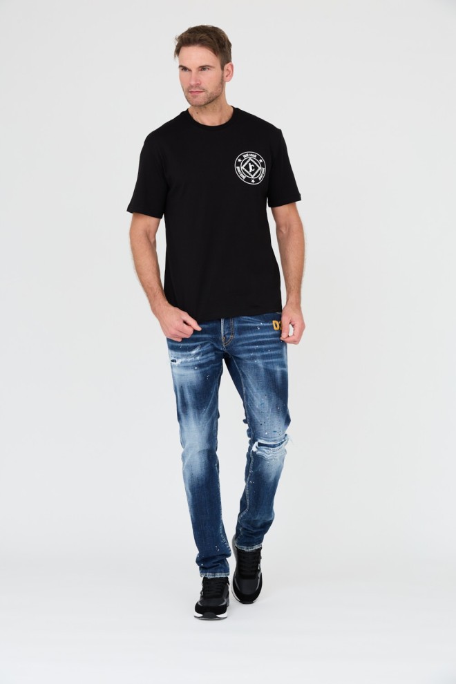 JUST CAVALLI Tricou Fiche negru pentru bărbați