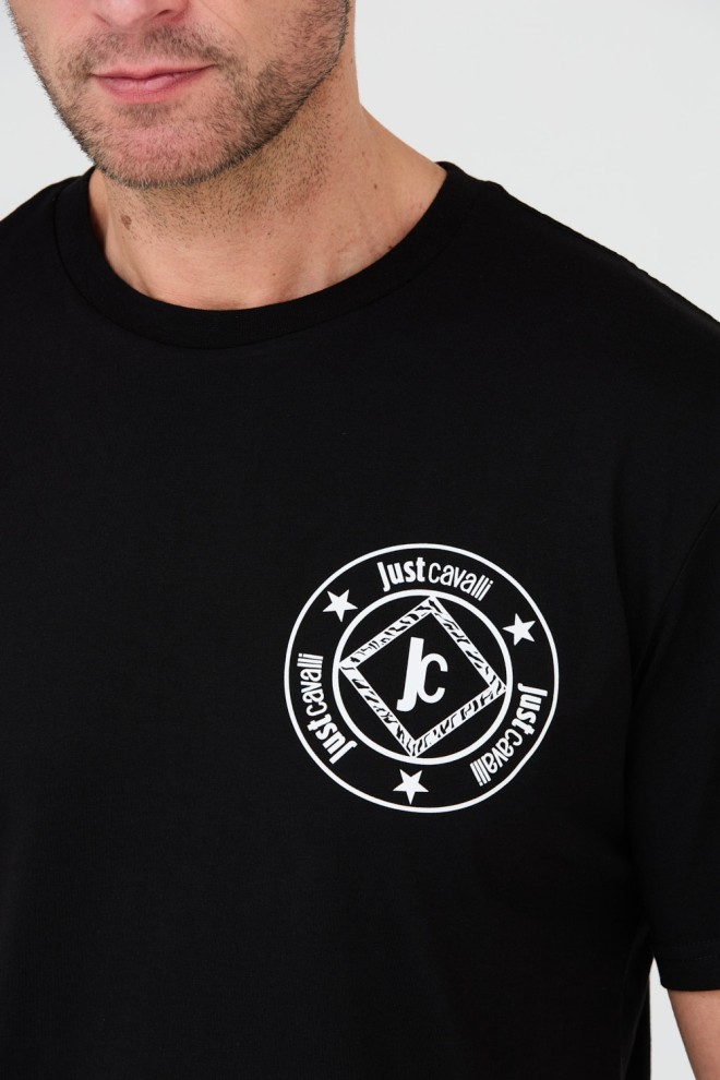 JUST CAVALLI Tricou Fiche negru pentru bărbați