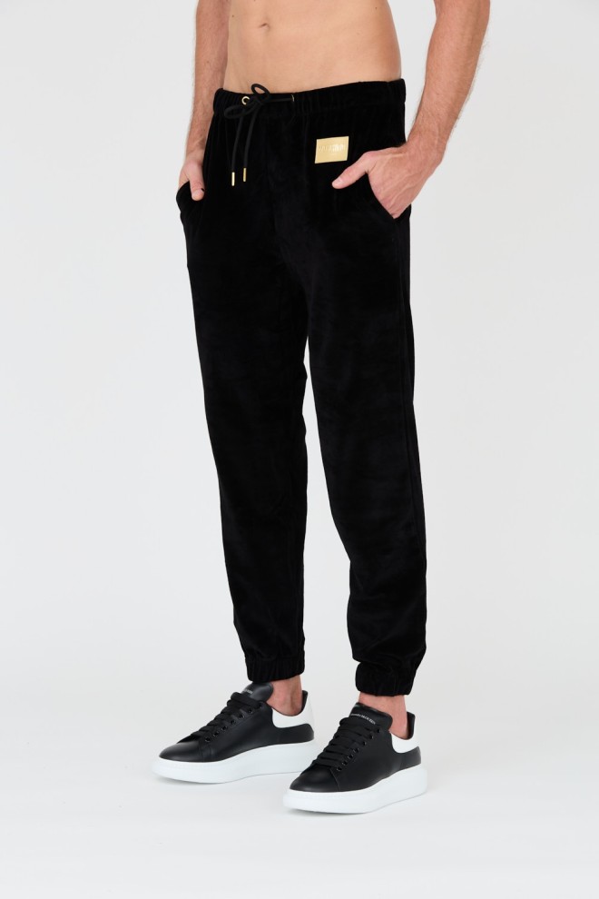 Pantaloni de trening din catifea pentru bărbați MOSCHINO Black