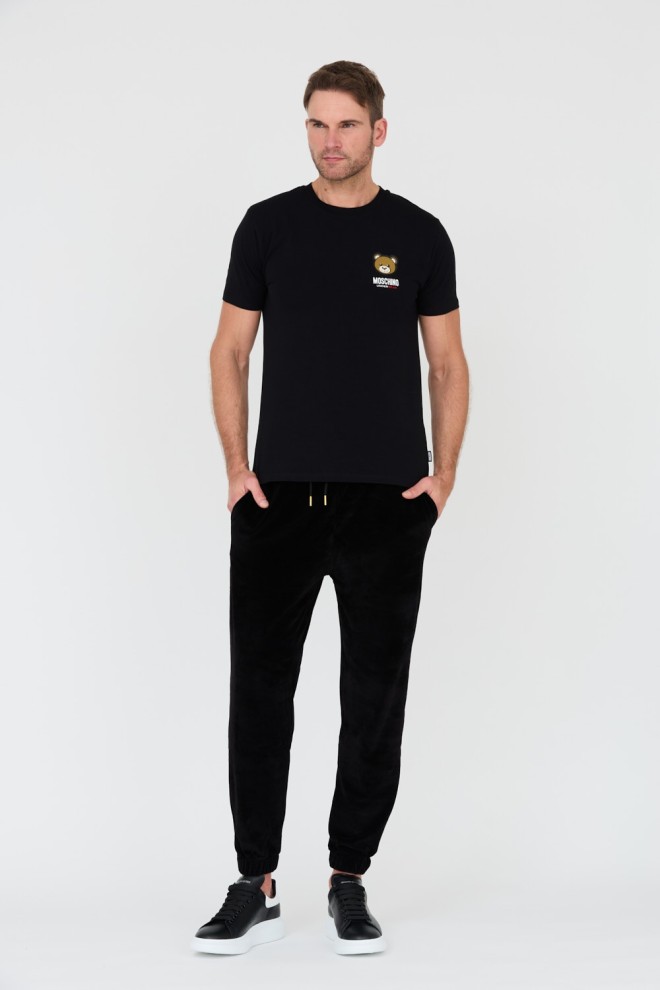 Pantaloni de trening din catifea pentru bărbați MOSCHINO Black