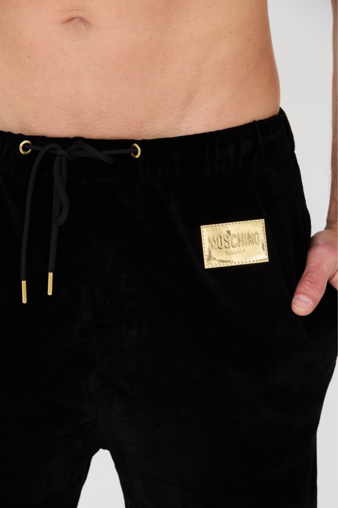 Pantaloni de trening din catifea pentru bărbați MOSCHINO Black