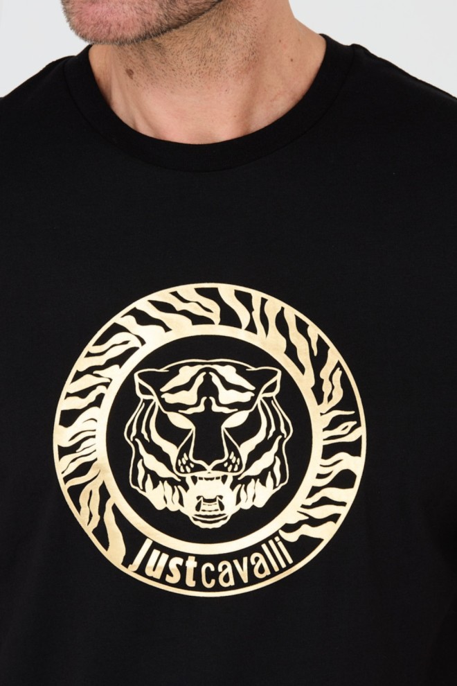 JUST CAVALLI Black T-round Gold T-shirt