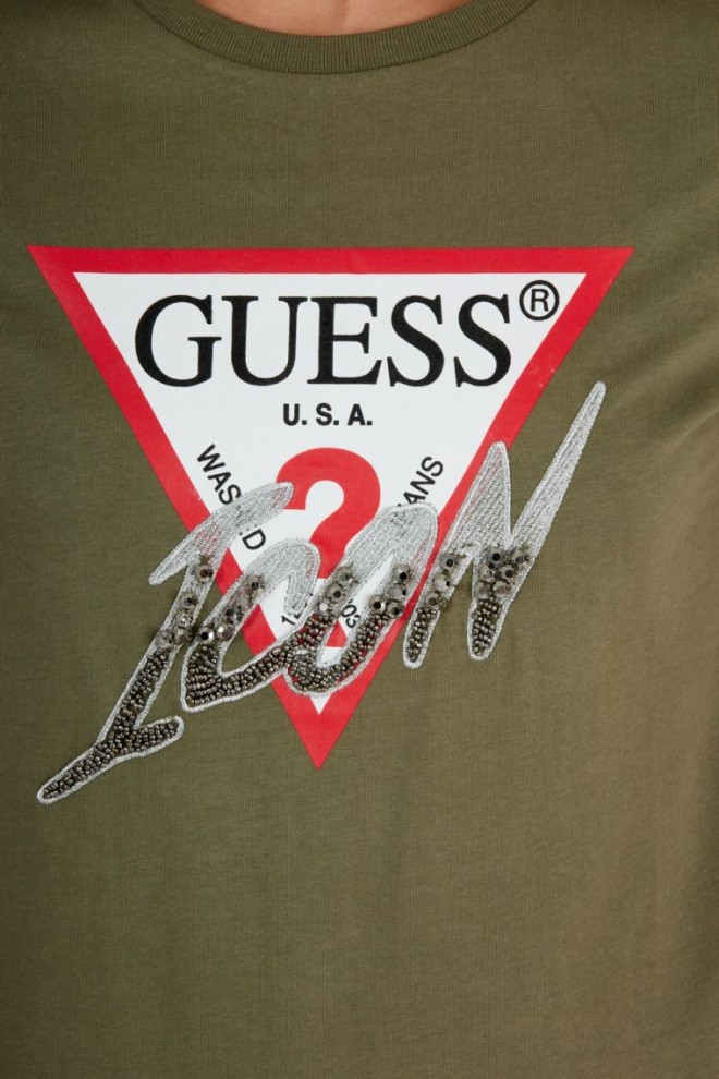 Зелена жіноча футболка з іконою GUESS