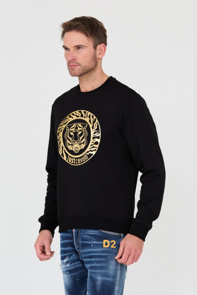 JUST CAVALLI Black T-round Gold Sweatshirt