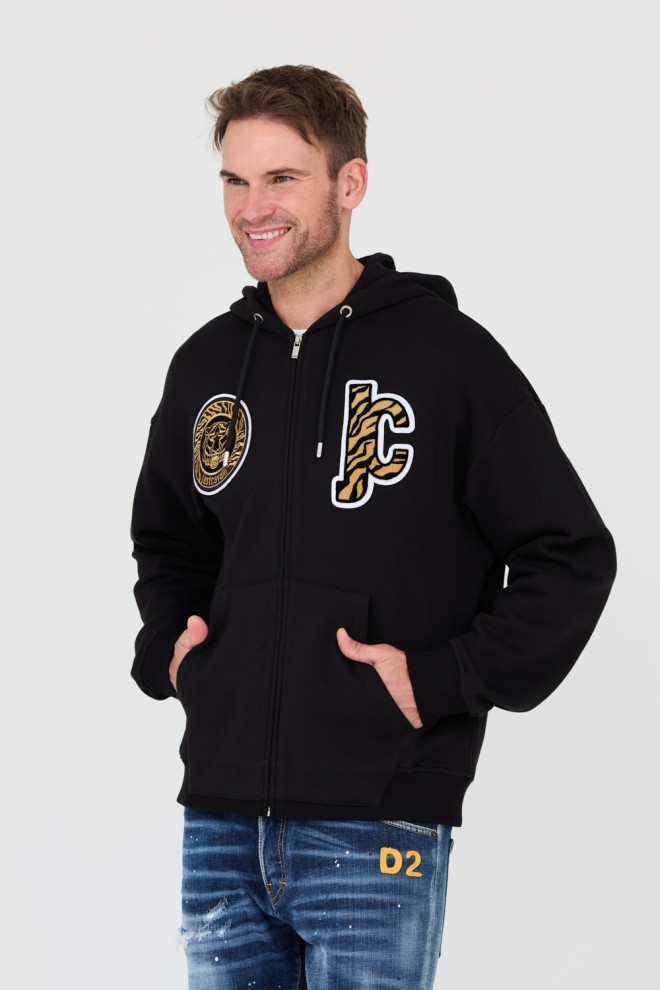 JUST CAVALLI Hanorac Mix Patches negru pentru bărbați