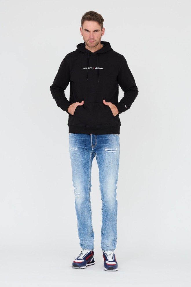 TOMMY JEANS Black hooded sweatshirt